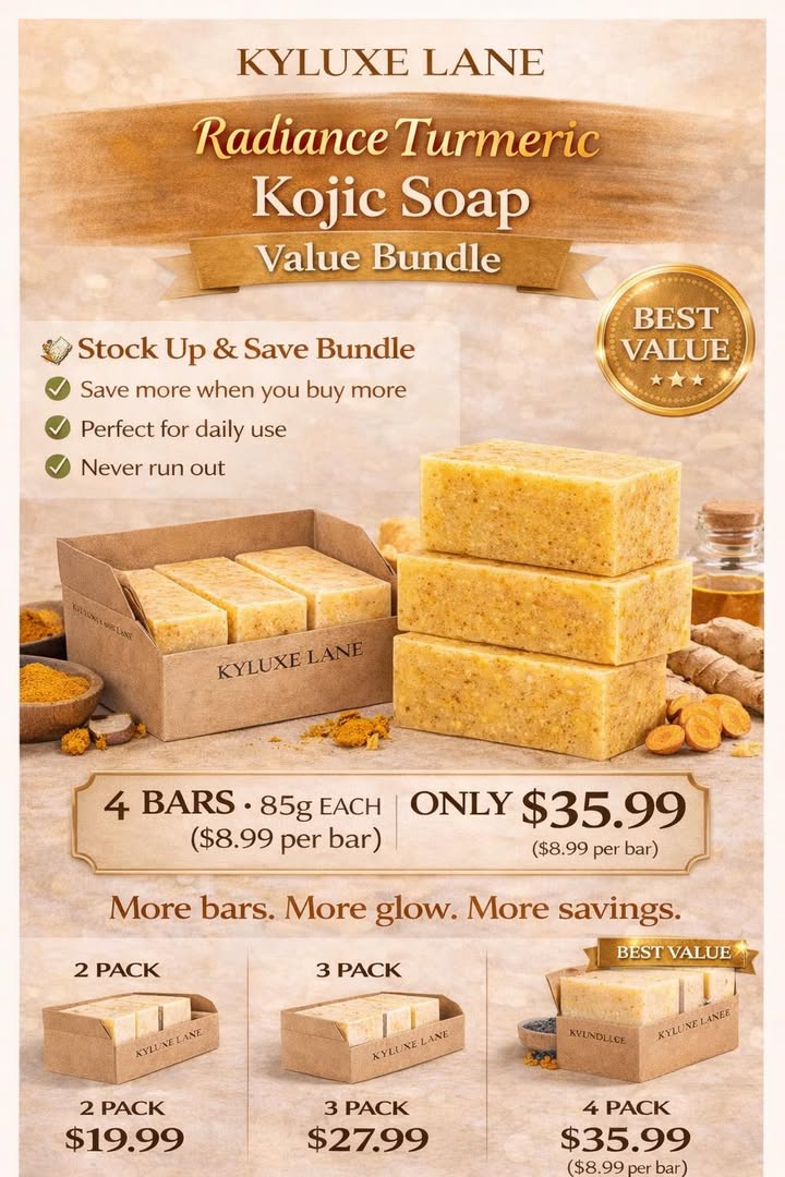 KYLUXE LANE Radiance Turmeric Kojic Bar – Brightening & Glow Bar (85g)