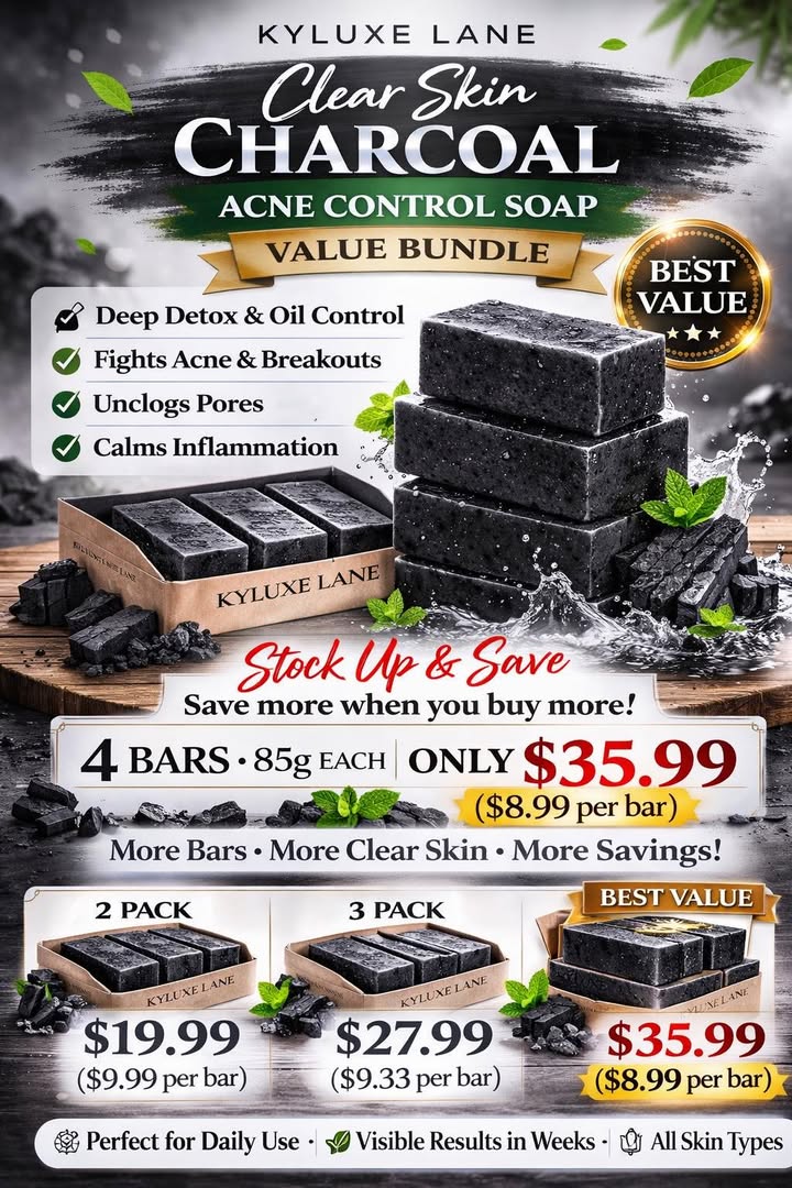 KYLUXE LANE Radiance Clear Skin Charcoal Acne Control Soap Value Bundle - 3 Bars Bundle